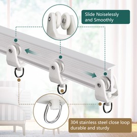 TOKPLNU Curtain Track Rollers, Flexible Bendable Curtain Track Glider 40 Pack White Drapery Runners for Window Shower Curtain