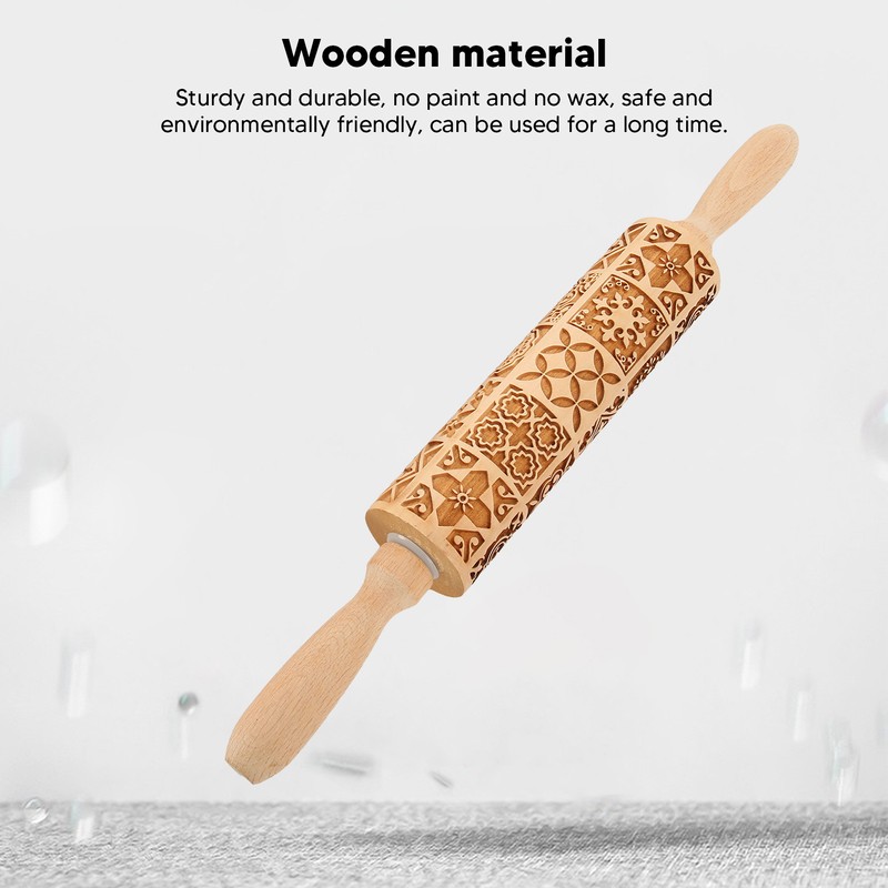 3pcs Wooden Embossed Rolling Pin Engraved Embossing Dough Roller for
