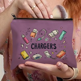 Plugs Cables & Chargers - Makeup Bag for Women Travel - Zipper Cosmetic Storage Bag with Vibrant Designs, Soft Fabric & Multi-Use Functionality (Gift for Birthdays, Graduation, Christmas) (Style G)