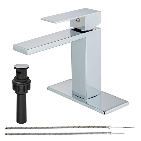 Bathroom Sink Faucet One Hole Waterfall Chrome Bath Vanity Single