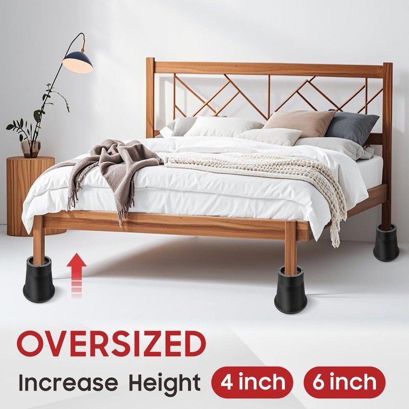 MixDora Bed Risers 4, 6 Inch Stackable Furniture Risers Heavy