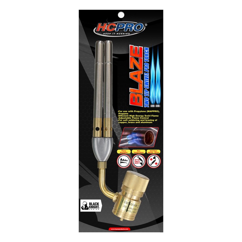 Professional Double Flame Propane MAPP Gas Torch, 360° Swivel Brazing