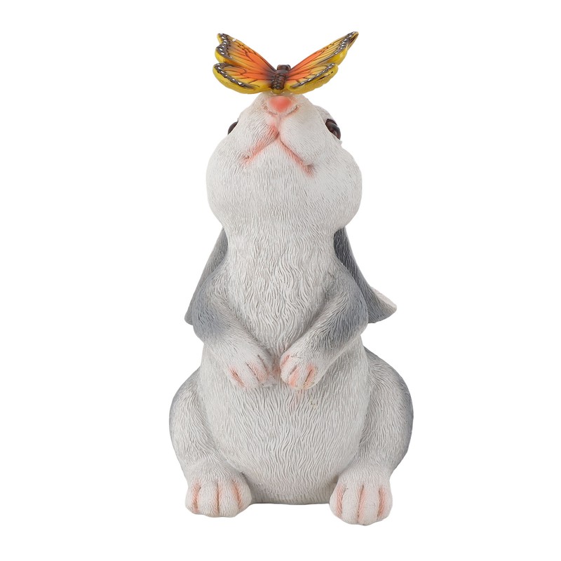 Bunny Outdoor Garden Statues Resin 600mAh Warm Light Rabbit with