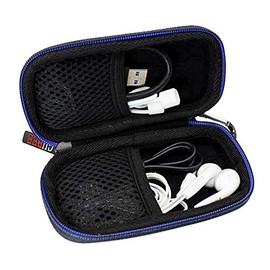 GUBEE Hard Drive Case Headphones Bag with Buckle, Portable Storage Case, Hard Travel Case for In-Ear Earphones, Data and Charging Cable (Red)