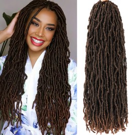 Crochet Faux Locs Prelooped,6 Packs 24 Inch Soft Locs,Ombre Brown Color Pre Looped Faux Locs Crochet Hair For Black Women(24",6packs T30#)