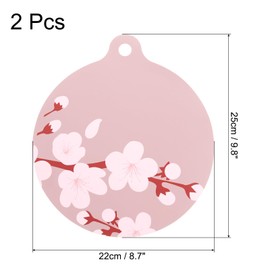 uxcell 2pcs Induction Cooktop Protector Mats, Induction Stove Protector Multifunctional Silicone Mats for Induction Stove, Microwave Mat, Trivet, Plum Flower Pattern with Handle (Blue)