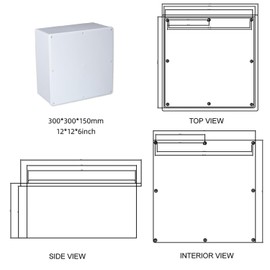 12" x 12" x 6" ABS Plastic Waterproof & Dustproof IP65 Junction Box with Gasket – Outdoor Electrical Enclosure for DIY Projects