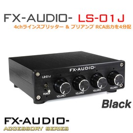 FX-AUDIO- LS-01J [Black] 4ch Line Splitter & Preamp 4 RCA Outputs