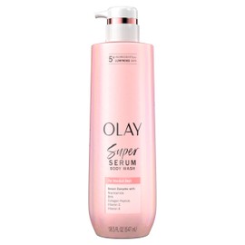 Olay Super Serum Body Wash for Normal Skin, 24hr Long Lasting Hydration, 5+ Ingredient Serum Complex for Bright Even Firm Luminous Skin, 18.5 fl oz