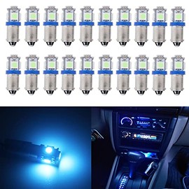 BlyilyB 20-Pack BA9 BA9S 53 57 1895 64111 Ice Blue LED Car Light Bulb for License Plate Side Door Courtesy Interior Dome Map Lights