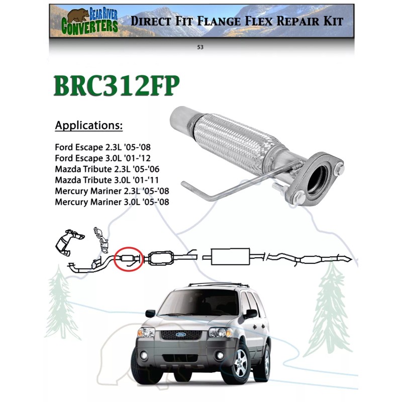 Bear River Converters Flange Flex Exhaust Repair Pipe Coupling for