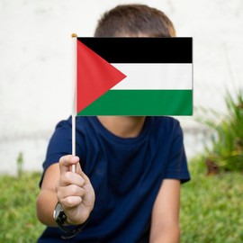 20 Pcs Palestine Flag with Stick 6X8 Inch Hand Held Small Mini Palestinian Flag with White Pole