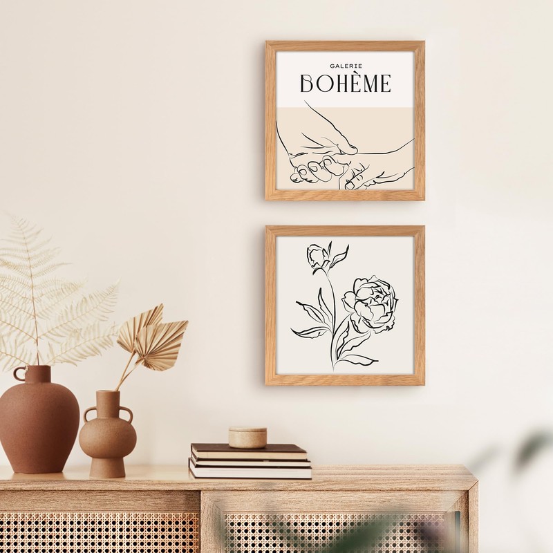 8x8 Picture Frame, Solid Oak Wood 8 x 8 Picture