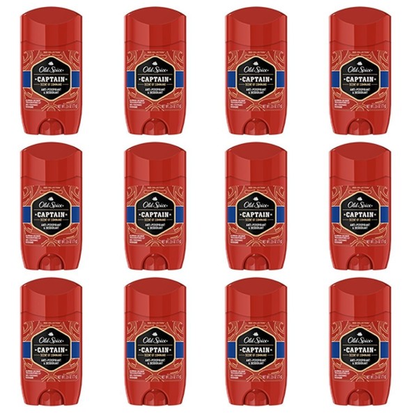 Old Spice Antiperspirant Deodorant for Men, Captain Scent, Red Collection, 2.6 Ounce (Pack of 12)