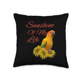 Sun Conure Parrot Sunshine Sunflower Throw Pillow
