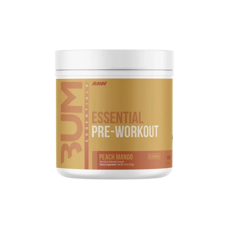 Raw Cbum Essential Pre Entreno 30 Servicios Peach Mango