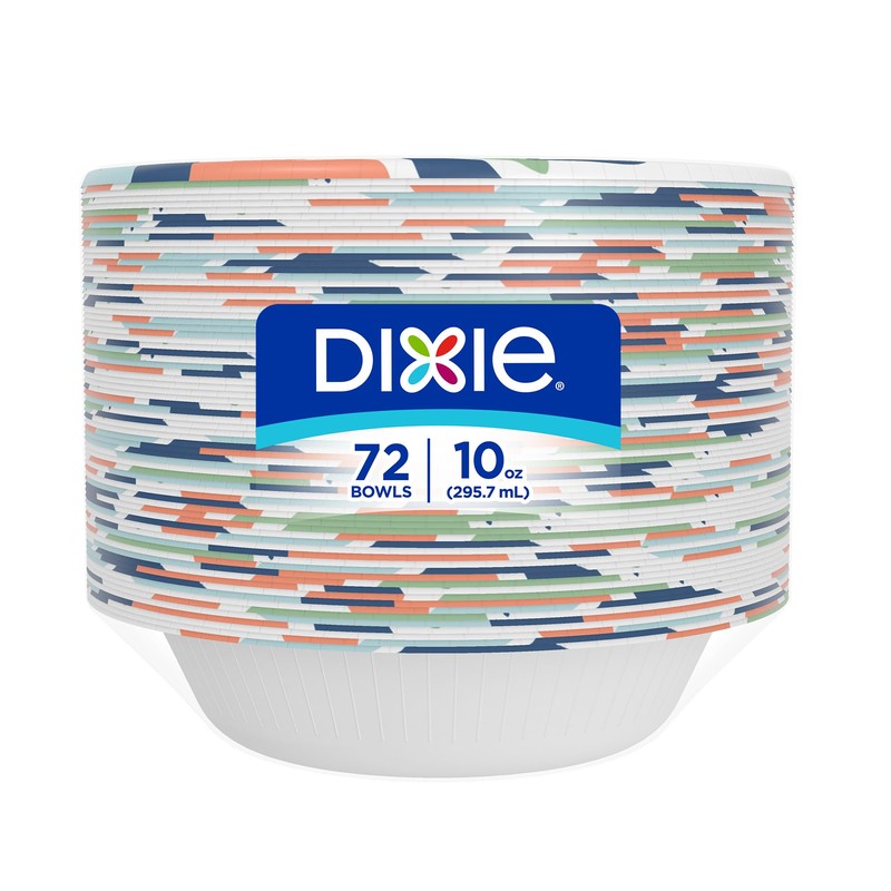 Dixie Small Paper Bowls, 10 Oz, 72 Count, Microwave-Safe, Soak-Proof,