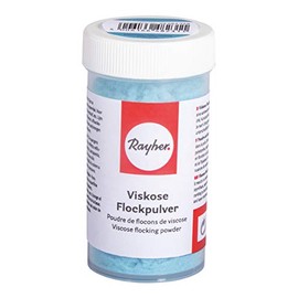 Rayher 39584358 Viscose Flock Powder with Scattering Insert, for Sprinkling in Glue, Conjures up Soft Surfaces in Velvet Look, Baby Blue, 75 ml