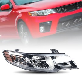 OUKANING - For 2010 2011 2012 2013 Kia Forte/Forte Koup Halogen Projector Headlight Headlamp Assembly Right Passenger Side Black Housing Amber Corner (USA STOCK)