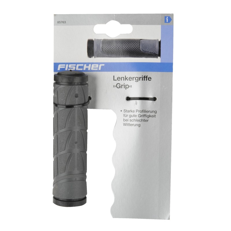 FISCHER 85763 Grip Bicycle Handlebar Grips, Grey/Black, One Size