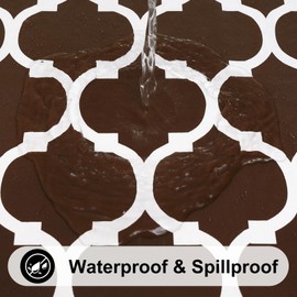 smiry Rectangle Table Cloth Cover, Waterproof Vinyl Tablecloth with Flannel Backing for Rectangle Tables, Wipeable Spillproof Plastic Tablecloths for Dining, Camping, Indoor, Outdoor(60"x102", Coffee)