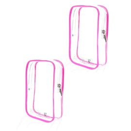 CALYGO 2 Pack TSA Approved Toiletry Bag, Airplane Travel Essentials for Long Flight Flying European International Must Haves Small Quart Size Makeup Zipper Pouch for Women Men Toiletries Liquids Pink