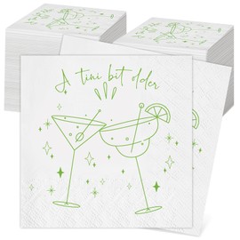 Kosiz 100 Pcs A Tini Bit Older Napkins for Martini Birthday Party Decorations 3 Ply Espresso Martini Cocktail Napkins Disposable Hand Towels Tableware for Bachelorette Party Decor Supplies, 9 x 9 Inch