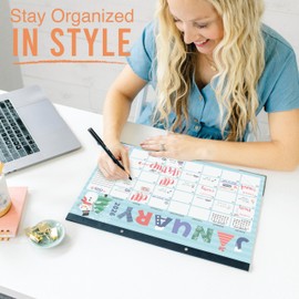 Hadley Designs Large Desk Calendar 2026-2027 - Desktop Calendar 2026, 18 -Month Desk Calendars for Home, Office & Classroom, Cute Pastel Classroom Decor Teacher Must Haves, January 2026 to June 2027