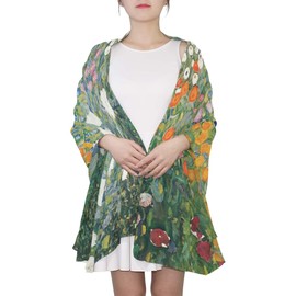 AHOMY Scarfs for Women Gustav Klimt Flower Garden Lightweight Sunscreen Shawl Head Wraps
