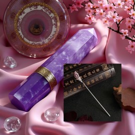 Purple Chinese Japanese Hairpin Chopsticks, Jade Metal Retro Vintage Hair Stick Styling Pins for Women Girl