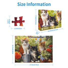 1000 piece jigsaw puzzles for adults-Garden Kittens Jigsaw Puzzles 1000 Pieces Cute Cats Puzzles for Adults 1000 Pieces Cats in Garden Puzzle 1000 Pieces Jigsaw Puzzles Funny Kitten