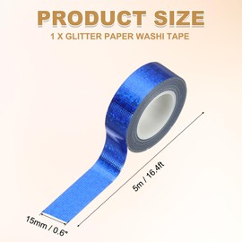 PATIKIL 1 Roll Prism Tape, 15mm Self-Adhesive Holographic Reflective Decorative Tape for Crafts DIY Gift Packaging Art Scrapbook Wrapping Wall Decor, Blue