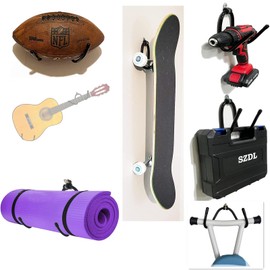 2-Pack Upgrade Skateboard Wall-Mounted Skateboard Hook Hook Skateboard Storage Display Stand with Hardware, Wall Stand Storage Station Organizer Skateboard, Guitar, Headphones, Headphones