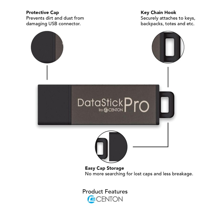 Centon S1-U3P31-32G Electronics USB 3.0 Datastick Pro (Charcoal Metallic), 32GB