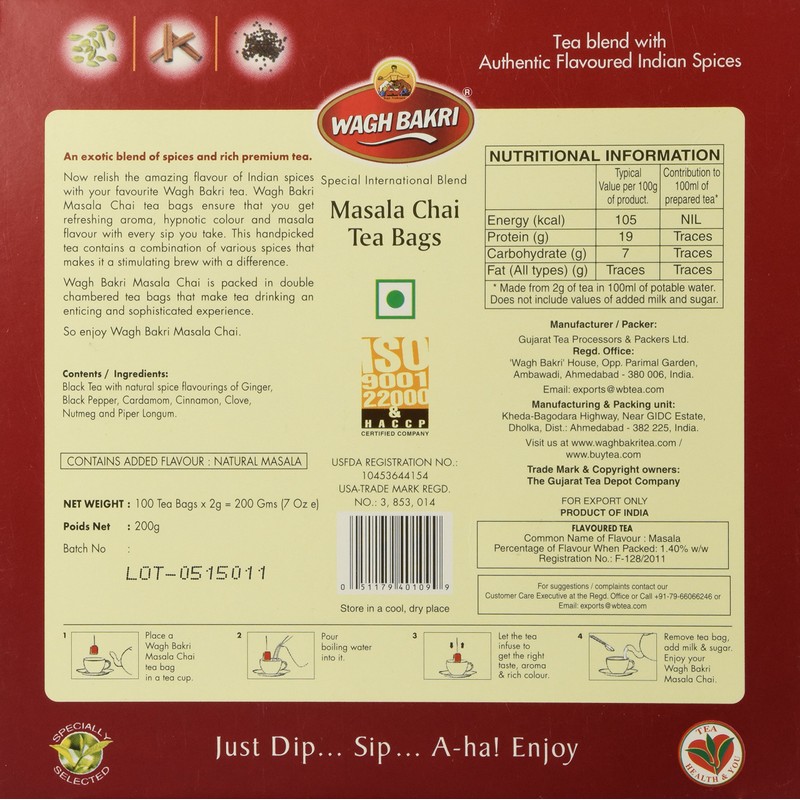 Wagh Bakri Wagh Bakri Masala Chai 100'S