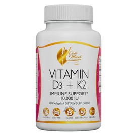 Cocó March N.M.D Vitamin D3+K2 10,000 IU - 4 Month Supply High Potency - Immune & Joint Health Gluten Free, GMO Free, Dairy Free, Keto Friendly, Paleo Friendly, 250 mcg of D3-180 mcg of Vitamin K2