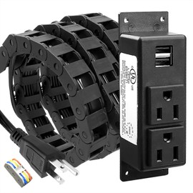 Drawer Outlet Kit with 2 15Amp AC Outlets & 2 USB Sockets 5V 2A, in Drawer Receptacle Kit for Bathroom Kitchen Bedroom Offices