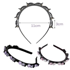 SSyang 2 Pieces Hair Band with Twist Clip Hairstyle Aid Hair Band with Clips, Hair Twister Headband, Twist Clip Headband Girls Hair Accessories Double Clip Headband (Pink + Purple)