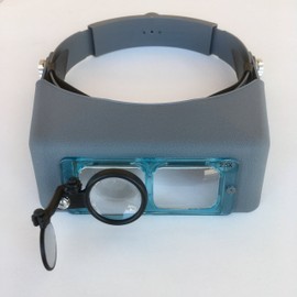 Headband Magnifier Visor 3.5X with 4" Focal Length & Working Distance & 5X Swivel Eyeloupe by Electro-Optix