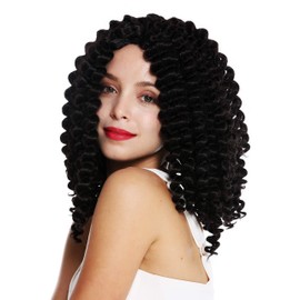WIG ME UP - ZM-1610-4 Women's Wig Shoulder Length Voluminous Afro Curls Corkscrew Curls Middle Parting Dark Brown