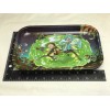 Metal tray decorative plate green hole funny Cartoon style 11"