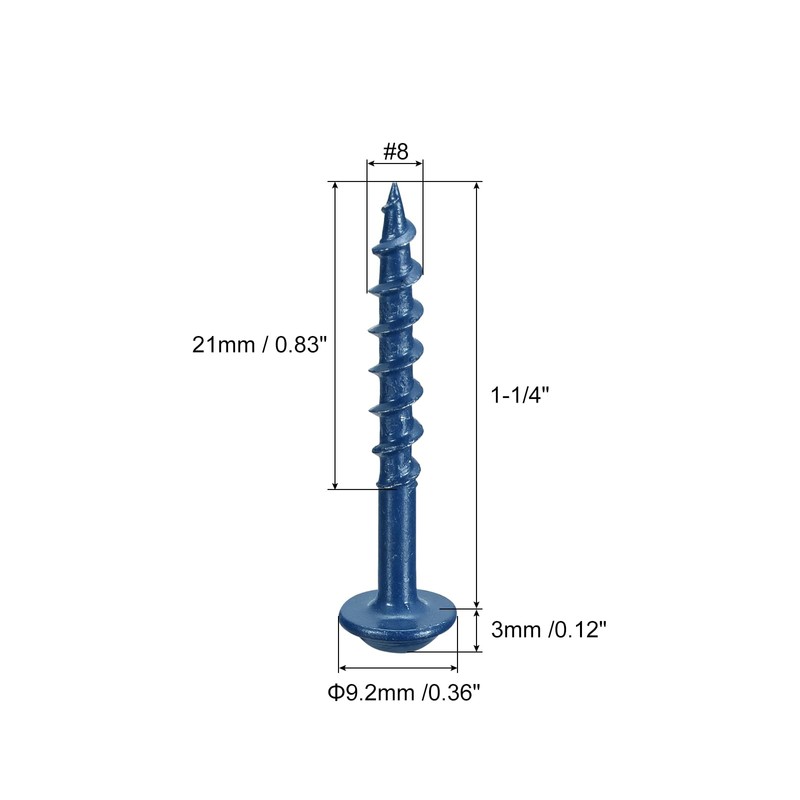 QUARKZMAN #8x1-1/4 Inch Pocket Hole Screws, Pack of 150 Square