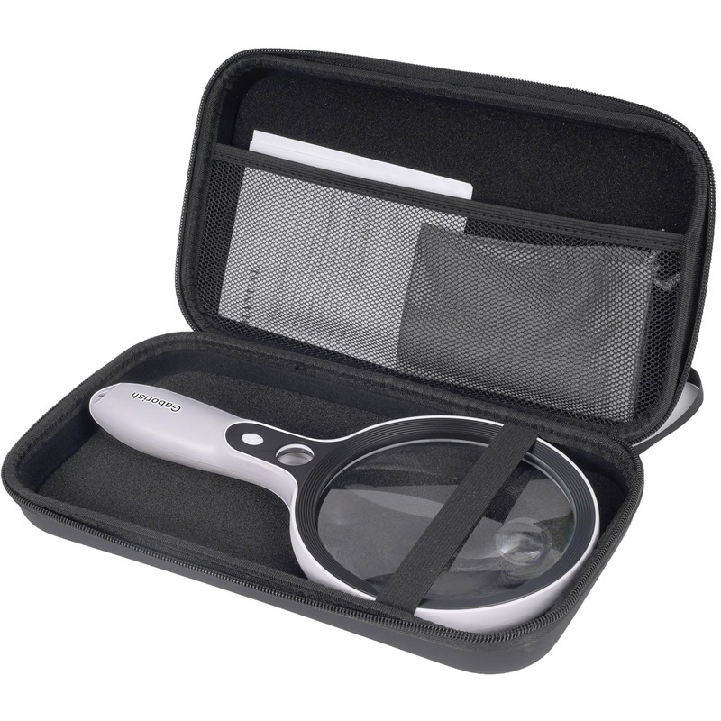 Large Magnifying Glass with 37 LED Light and Case, 10X