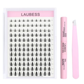 Eyelash Extensions, LAUBESS Lash Extension Set, Clusters, Lashes, Eyelash Glue and Tweezers, Manga Lashes, Anime Lash Cluster Set (Kit Fairy-0.07D-Mix8-16)