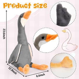 23.6" Goose Stuffed Animal - Soft Big Goose Plush Toy, Cute Swan Stuffed Animal Duck Plush, Goose Sleeping Hugging Pillow Gifts for Kids (23.6INCH)
