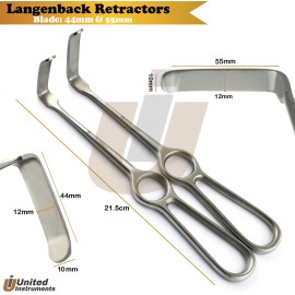 Medentra Langenbeck Tissue Retractors Dental Veterinary Universal Surgical Retractors - Set Of 2
