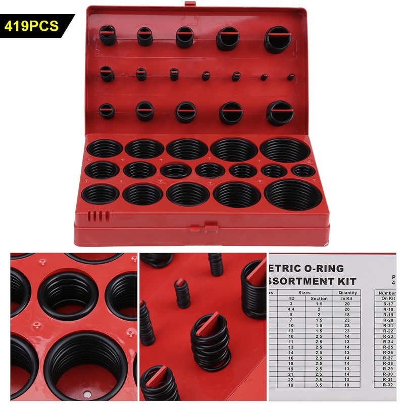 419pcs O Ring Assortment Set Seal Gasket Universal Rubber O