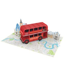 MOKIO® Pop-Up London Reisegutschein – Doppeldeckerbus in London – 3D Gutscheinkarte für einen England Urlaub, zum Geburtstag, als Geschenkkarte für eine Reise oder als Städtereise Gutschein