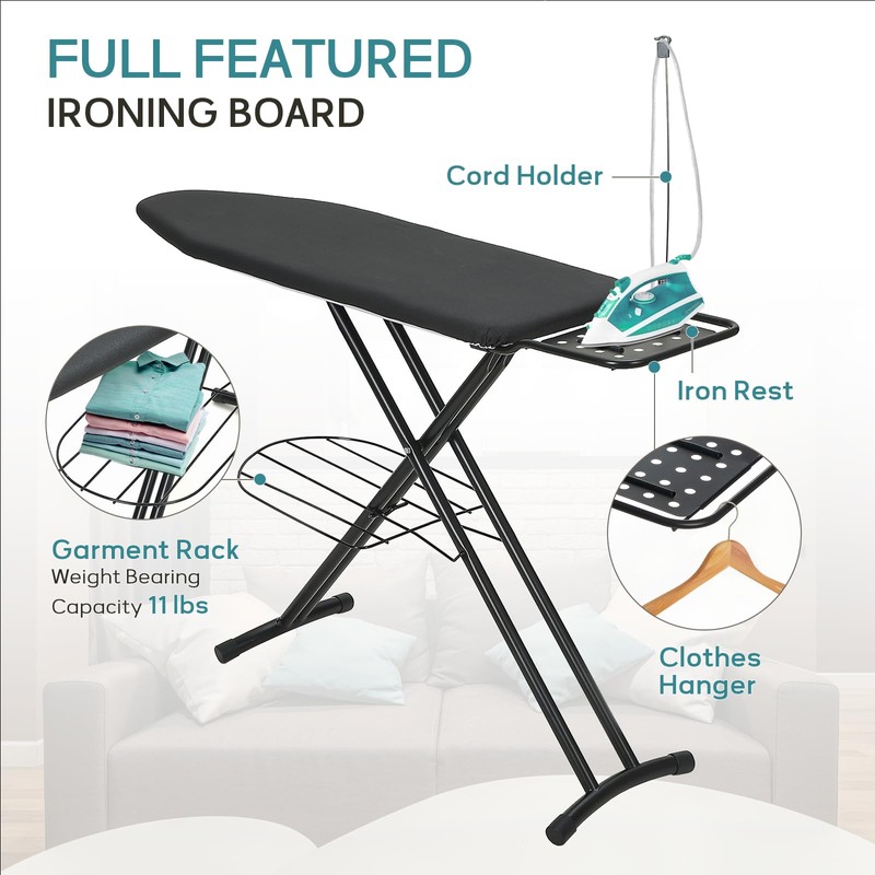 Ironing Board 48" x 15" with Retractable Iron Rest, RAINHOL