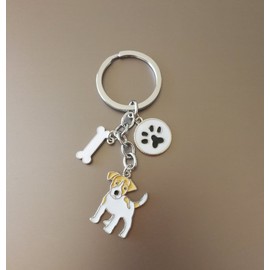 AWEHIRU BbearT® Dog Tag Dog Key-ring Keychain,Cute Small Dog Puppy ID Tags Metal Dog Keychain Keyring Keyfob Key Tags Car Keyring Bag Charm Birthday (Jack Russell)